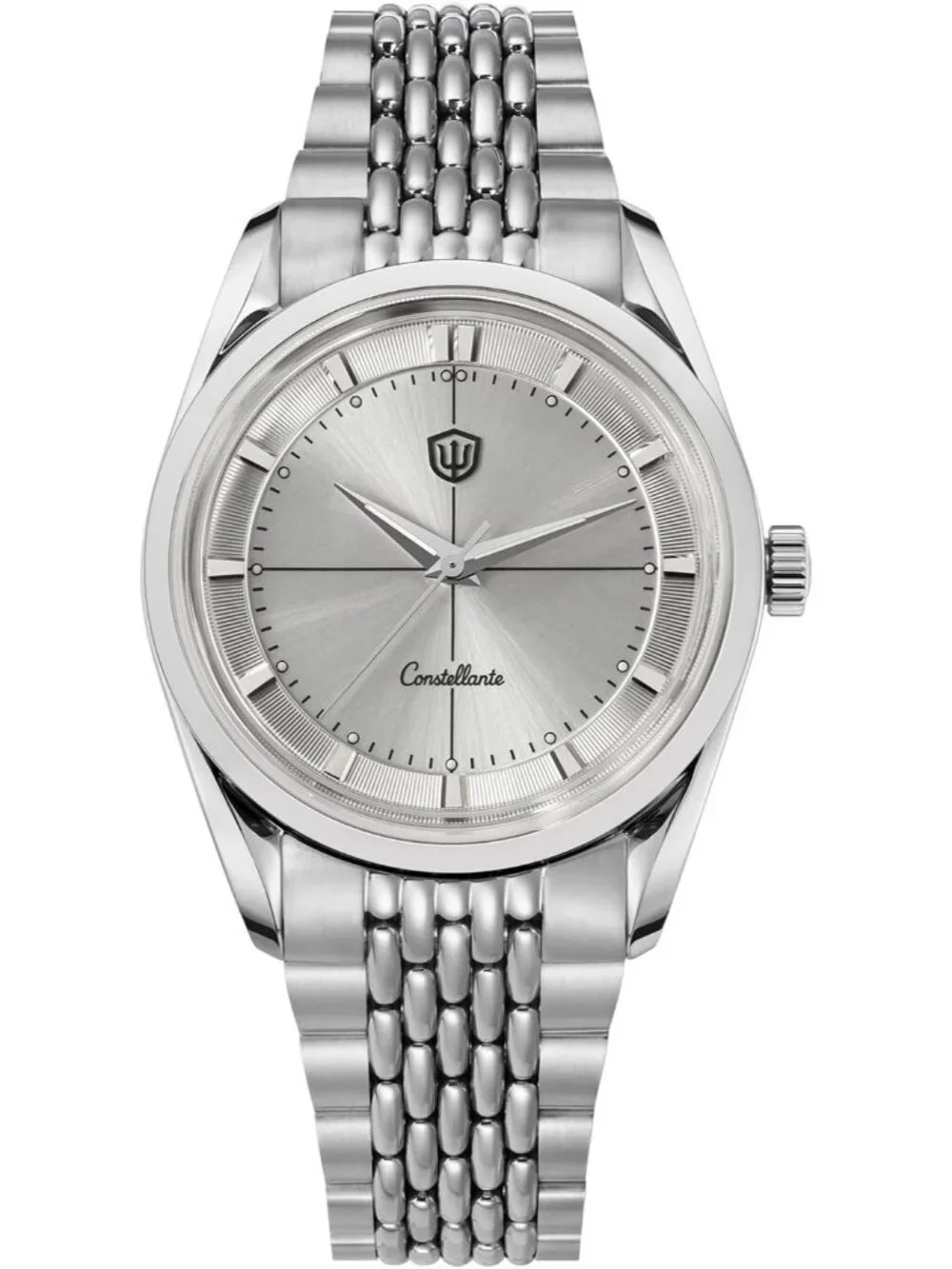 Men's Sunray Silver/ Sapphire-OTF Clasp Crystal Arctic 36mm VH31 Quartz Watch
